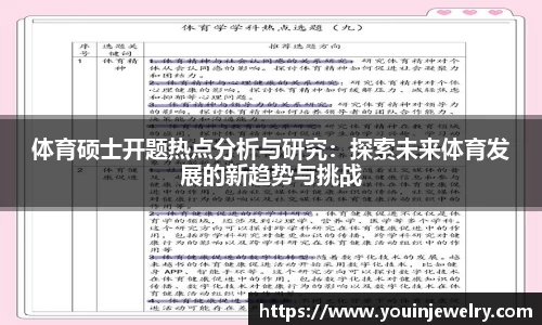 体育硕士开题热点分析与研究：探索未来体育发展的新趋势与挑战